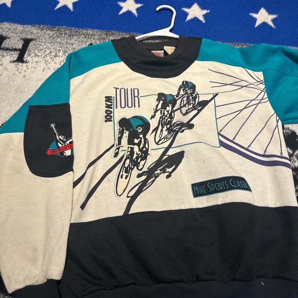 Nike Men's Crewneck Sweater - Teal Black and Cream